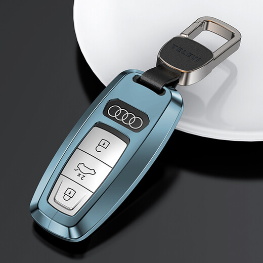 Digalen Audi Key Deckung Neues A6L A8L/Q7/A3/A7/Q8 Schlüsselbeutel Q4 Neue Energy Schlüsselkette Männer und Frauen High-End-Schutzhülle Neue Space Grau + Lederschlüsselkette