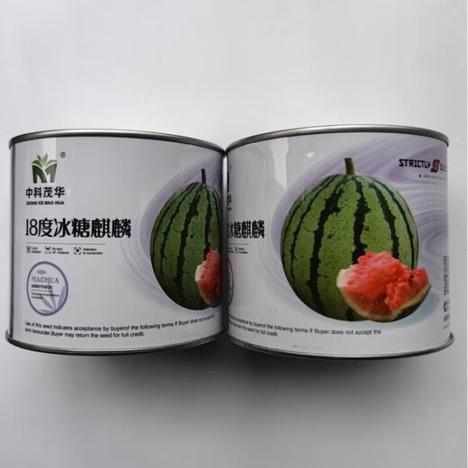 Super sweet 18 degree rock sugar Kirin watermelon seeds super 8424 sweet, crisp, juicy and crack-resistant thin-skinned round watermelon seeds 50g can 18 degree rock sugar Kirin