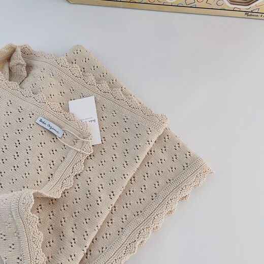 Zailu new four-season children's blanket pure cotton edge knitted blanket baby blanket air conditioning quilt off-white blanket 86 x92cm