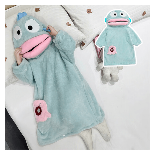 Manlinmu Ugly Fish One-piece Pajamas Ugly Fish Children's Cute Funny One-piece Pajamas Boys and Girls Autumn and Winter Thickened Coral Velvet Ugly 661 Ugly Fish Pajamas Children's S Children 140-150cm68-85