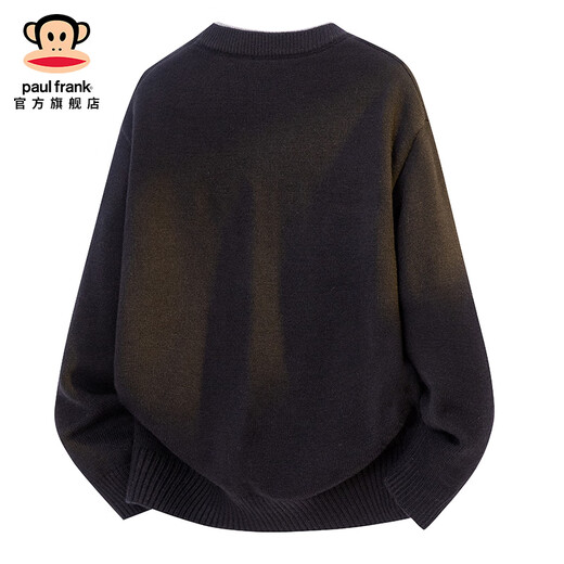 Big-mouthed monkey (paul frank) fake two-piece Henry collar sweater men's autumn and winter new trendy brand loose sweater warm solid color casual top gray autumn new product M recommended 90-115Jin Jin equals 0.5 kg