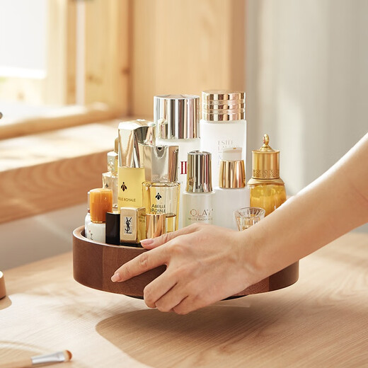 Chuxin wooden solid wood rotating dust-proof cosmetics storage box dressing table desktop storage rack skin care product lipstick storage rack square cosmetics storage box