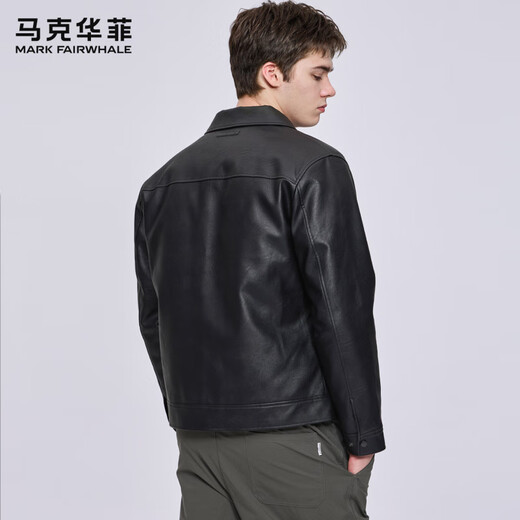 Mark Huafei American Retro Motorcycle Down Jacket Men's 2025 Autumn and Winter Warm Texture PU Lapel Leather Jacket 1520 Black 001 M 170