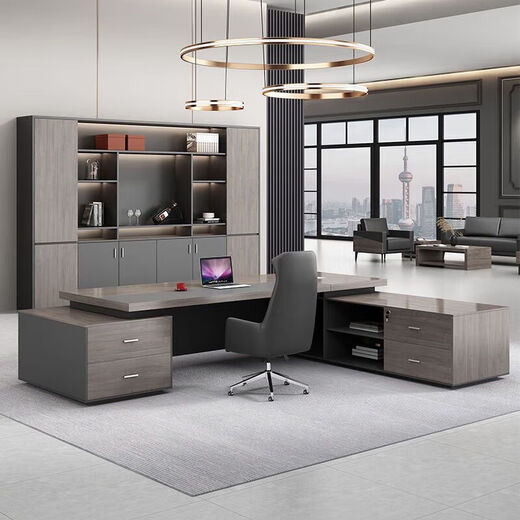 Boss desk office desk and chair combination, fashionable CEO desk, executive desk, atmospheric executive desk, boss desk, office furniture 1.8*0.8m single cabinet (delivery and installation)