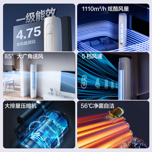 Gree produced Jinghong air conditioner Xiaoliangshen 2 new level energy efficiency inverter pure copper tube energy-saving cabinet machine for living room national subsidy KFR-50LW/JHFNhAa1Bj