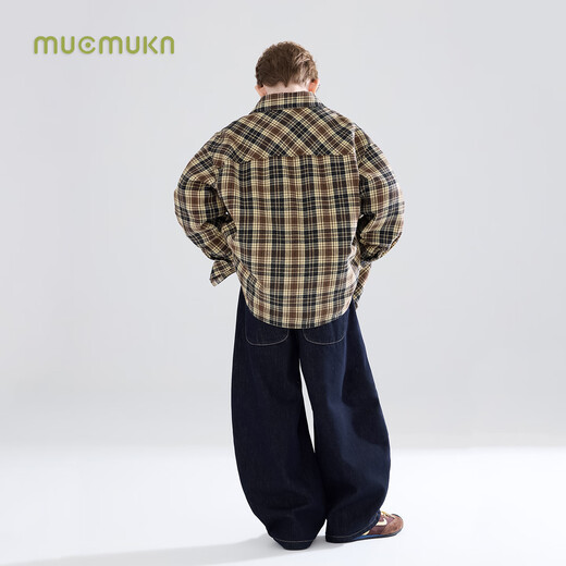 Mucmukn Berkeley Diary versatile quilted plaid shirt brushed top boys winter new style yellow 110 cm