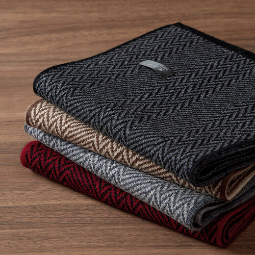 Hengyuanxiang 2025 new 100% pure cashmere scarf men's winter plaid business middle-aged gift box warm scarf light gray