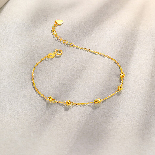 Saturday Lucky Yellow 18K Gold Bracelet Colorful Gold Bracelet Birthday Gift KH072149 About 16+2.5cm