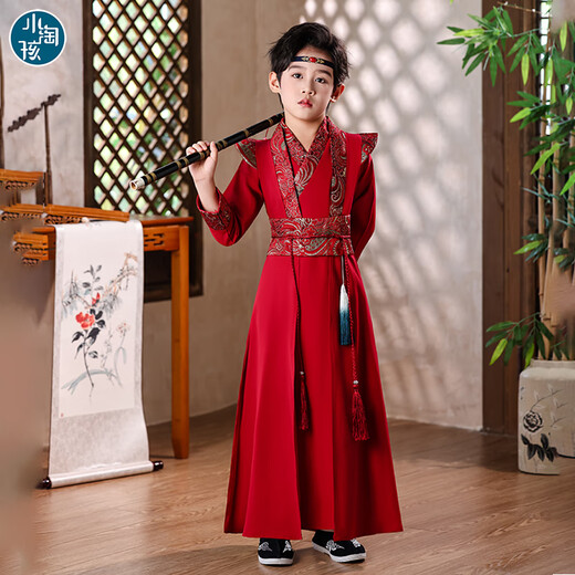 Little Taobao Tang suit boys Chinese style ancient style children Hanfu ancient costume Chinese school boys Mid-Autumn Festival costumes SMD05 red 130