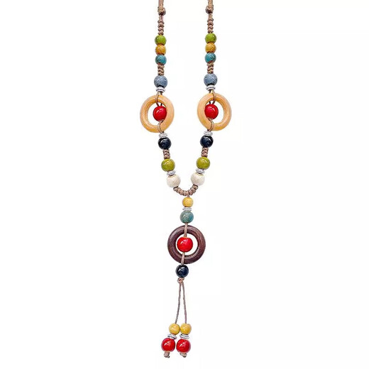 Fan Shengyu Bohemian Style Necklace Women's Ceramic Beads New Chinese Style Exotic Ethnic Style Zen Style Long Clothes Chain Accessories Colorful Beads Yunnan Style Necklace