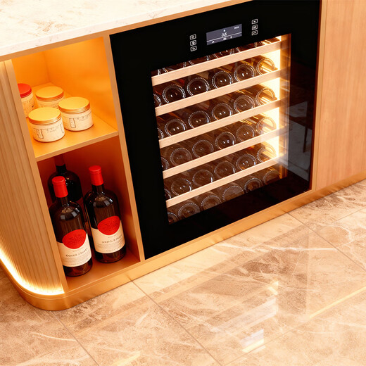 Seclusion and fame handleless touch door embedded red wine cabinet constant temperature wine cabinet tea beverage cabinet frost-free air-cooled heat-free frequency conversion wine cabinet fully embedded wine cabinet 696 height single temperature black/variable frequency 36 bottles