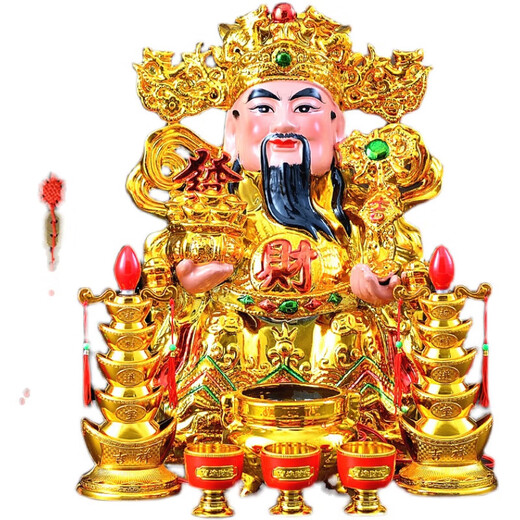 财神爷佛像 摆件陶瓷文财神佛像神像家用SN1592 12寸财神（10件套）