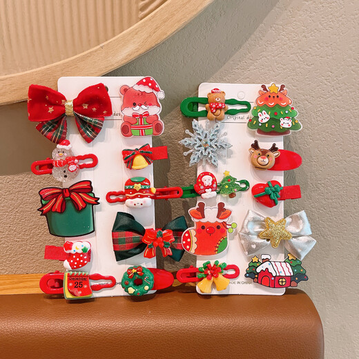 Christmas Headdress Christmas Hair Clip 2025 New Children's Antler Hair Clip Holiday Performance Hair Accessory Girls Clip TS484-03 Christmas Snowman 10-piece Set