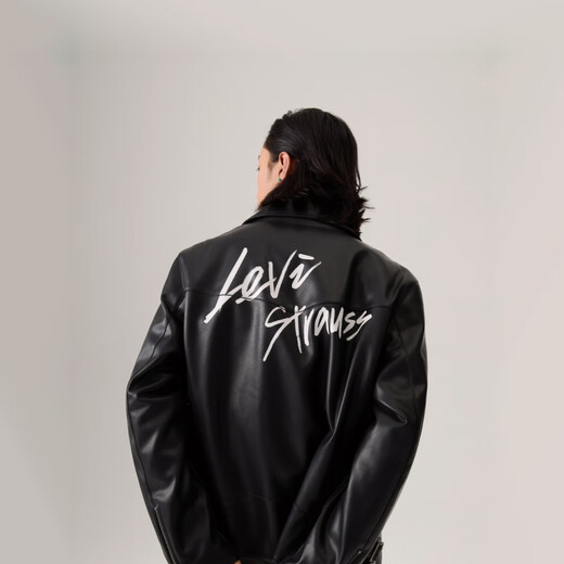 Levi s25 spring new men's imitation leather motorcycle jacket 002XL black S