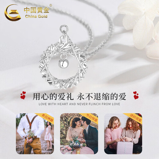CHINA GOLD PT950 Platinum Necklace Women's Platinum Möbius Ring Pendant Jewelry Valentine's Day Birthday Gift for Girlfriend Zhenpin Platinum Dream Catcher Set Chain Approximately 4.8g