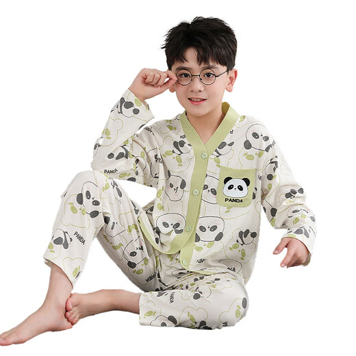 2025 new children's pajamas for boys spring and autumn long sleeve thin cloud cotton boys and girls home clothes casual suit MZ-1416# 185 size 20