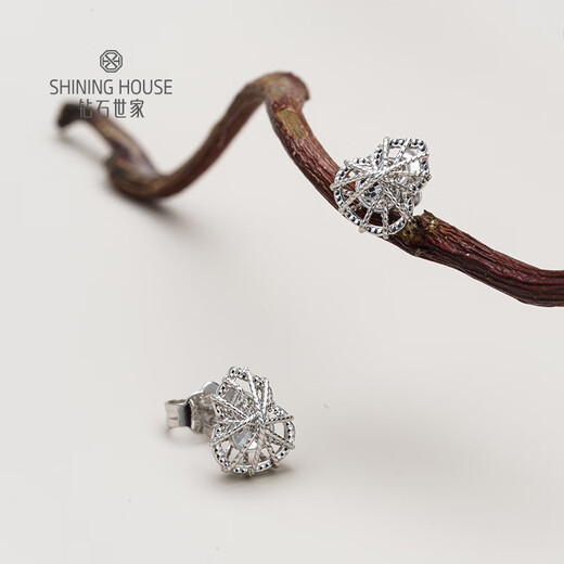 Diamond Family PT950 platinum earrings, gourd platinum earrings, platinum earrings, sparkling holiday gifts for girlfriend, single, about 1g