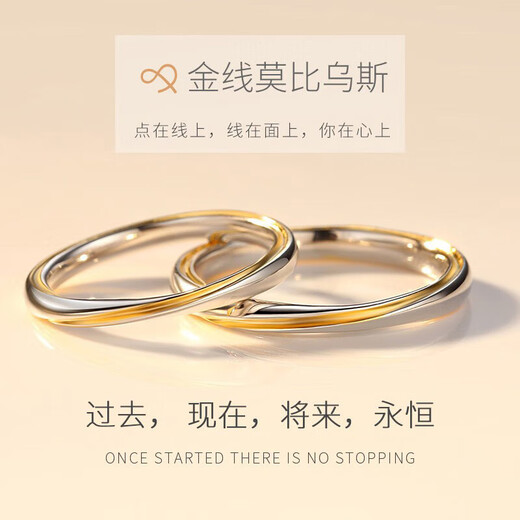 DR Mobius couple ring PT950 platinum adjustable wedding ring, Valentine's Day birthday gift for girlfriend, red line Mobius ring