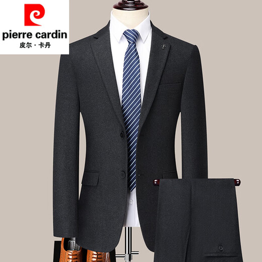 Pierre Cardin Wool Suit 2025 Spring and Autumn New Business Casual Professional Formal Wear Groom's Dress Suit Jacket Knitted Blue HRC1102 High-End Boutique Suit M 170 Recommended 100-120 Jin Jin equals 0.5 kg