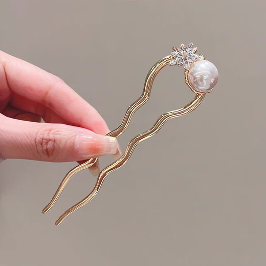 KZD old phoenix two generations happy flower hairpin ladies imitation pearl ancient style modern hairpin U-shaped hairpin comb