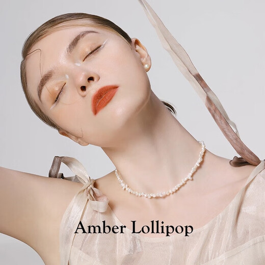 Amber Lollipop Wang Yuwen's same style pearl necklace ladies misaligned clavicle chain anniversary birthday gift for girlfriend and wife