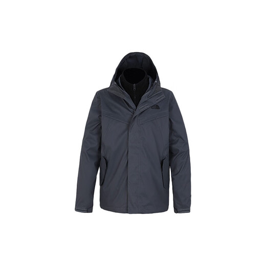 北面（The North Face）保暖运动防水可拆卸抓绒内胆三合一机能连帽冲锋衣冬季男款灰色 灰色 S