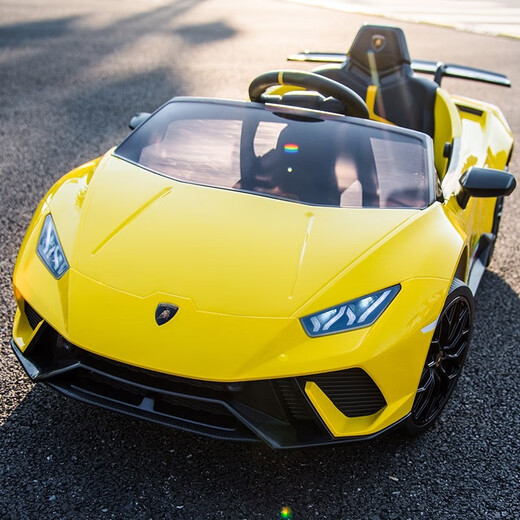 Cool Sun Lambo yellow children's remote control car can sit on baby electric car children's car can drive four-wheel drive