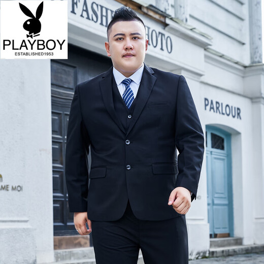 Playboy (PLAYBOY) plus size suit for men plus fat plus fat man business formal suit jacket wedding dress professional wear autumn large size black (single suit jacket) free tie/socks M 170 weight 120-125 Jin Jin is equal to 0.5 kg