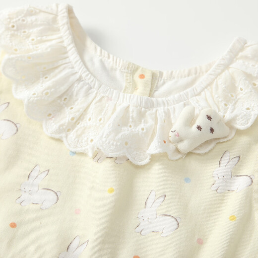 Fanlie Girls Overalls Suit Autumn 2025 New Fashionable Cute Baby Clothes Baby Two-piece Set Spring and Autumn Creamy Yellow 73 cm