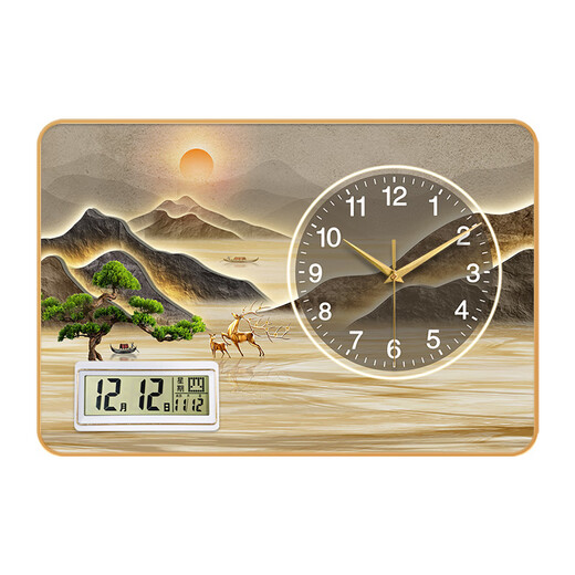 KODO Creative Simple Desktop Clock Office Ornaments Perpetual Calendar Bedroom Living Room Table Clock Silent Home Desktop Clock Alpine Flowing Water Alarm Clock 20*30cm No Specifications