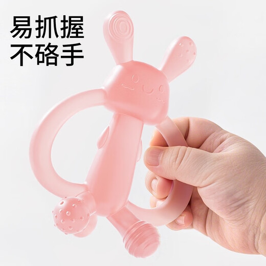 Licheers baby teether molar stick oral period 3-6 months rabbit teether baby anti-eating hand molar toy pink