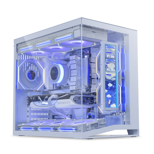 LIANLI 8,8-Zoll-Gehäusebildschirm, weißer ARGB-Lichtstreifen/Flexible Installation/500 Nits hohe Helligkeit/