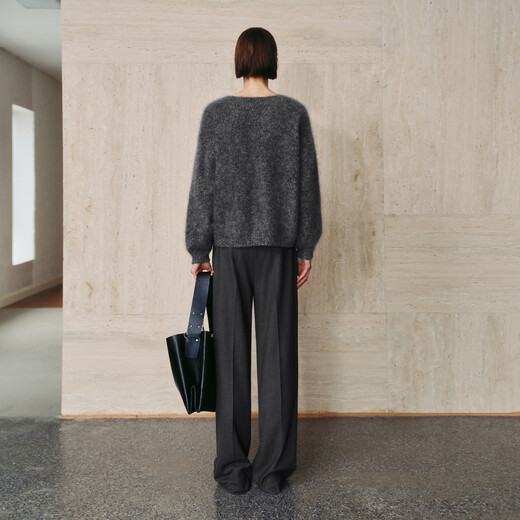 Mai Meng floral yarn brushed MM100 wool lazy sweater 25 autumn and winter new style 5GA934481 V-neck-dark gray 5GA934481 M