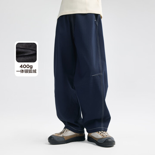 Zuoxi boys' velvet pants winter sports pants 2025 new children's all-in-one velvet warm trousers dark gray 150