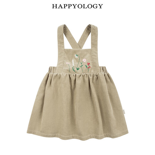 Happyology British children's autumn and winter clothing children's clothing cotton corduroy skirt girls embroidered suspender skirt