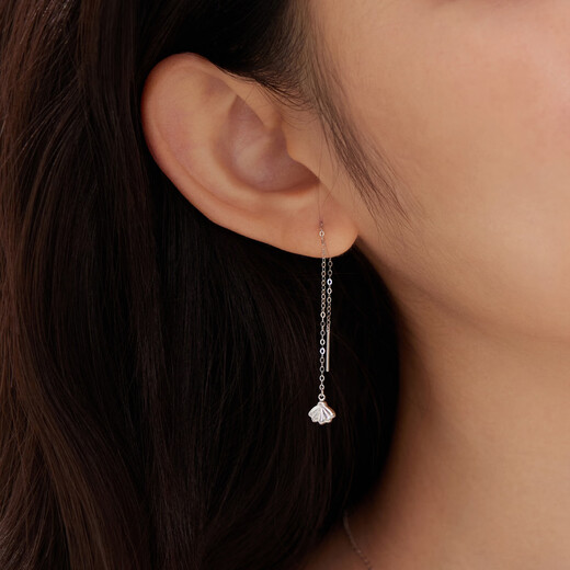 Lukfook Jewelry Platinum 950 Simple Shell Platinum Ear Wire Women's Earrings Gift Price Approximately 1.29g