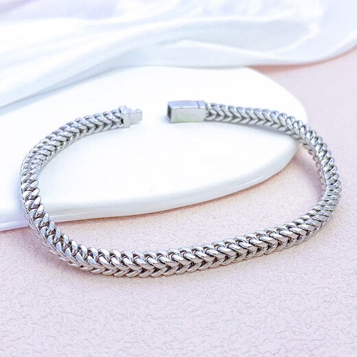 Zhaoliang keel square platinum bracelet for men PT950 platinum solid hand jewelry fashion trendy black craft platinum chain 44.27 grams long 21cm wide about 4.5mm