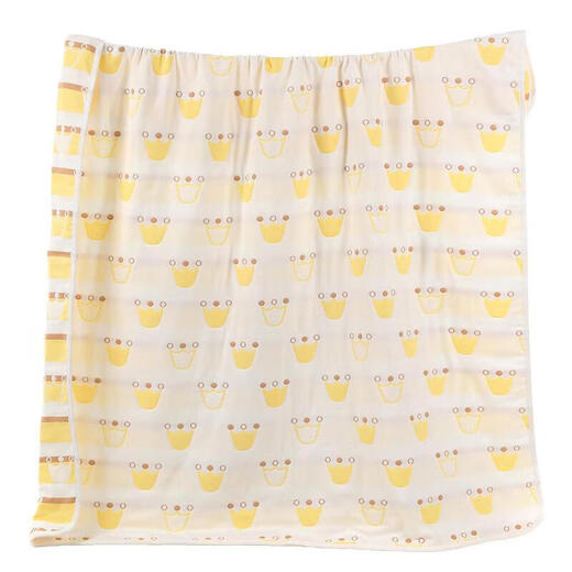 Mufan (mufan) towel quilt pure cotton 6-layer gauze baby blanket Class A newborn child baby air-conditioning quilt student nap blanket Crown yellow 150*200cm