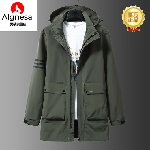 AIGNESA plus size plus size mid-length windbreaker jacket for fat men autumn and winter velvet workwear casual jacket 2336-black velvet XL 120-140Jin Jin equals 0.5 kg