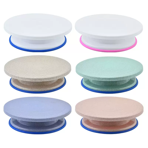 Yusenyi Cake Home Decorating Birthday Decorating Baking Turntable Used as Cake Making Tool Table Convolving Table Holder Turntable Turntable Commercial Wheat Straw Decorating Turntable Wheat Color Diameter 27.5cm