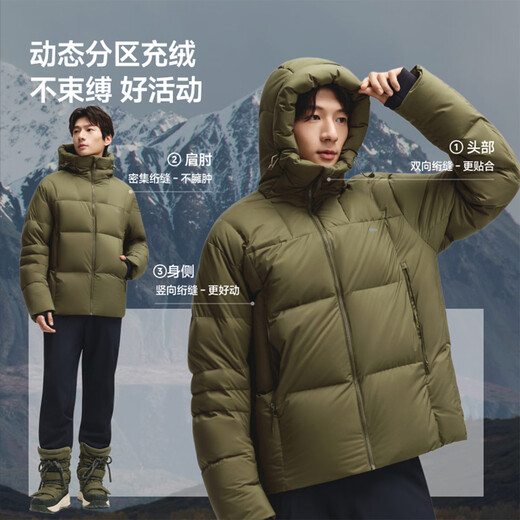 Beneunder Men's Water Repellent Down Jacket Warm Outdoor Windproof and Waterproof Machine Washable Hooded Jacket HD111 Mandu Black XL