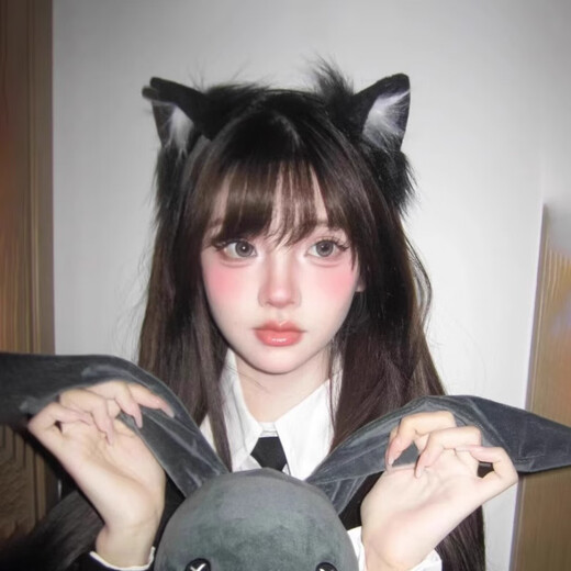 Christmas cat ear headdress, cute adult hairband, plush animal ear hairpin, cos music festival, cute female Halloween, black and white cat girl hairband
