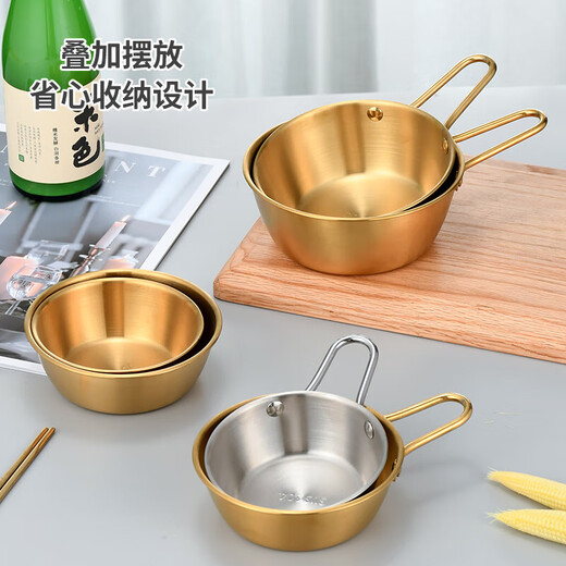 304 stainless steel Korean rice wine bowl, rice bowl, rice wine bowl with handle, special hot and cold wine bowl for restaurants, cooking bowl 304 rice wine bowl - with single handle - natural color 16.5CM
