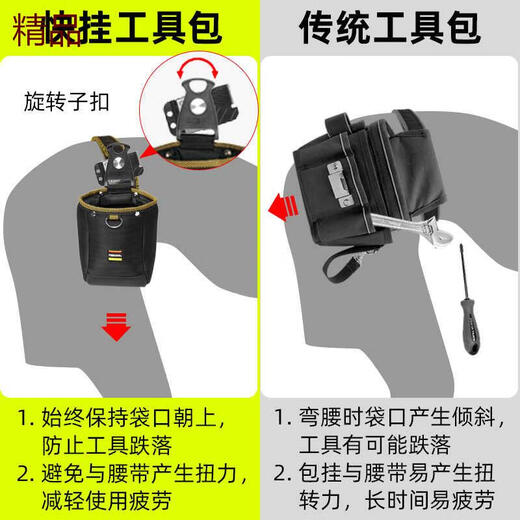 NakIoo quick-hook tool waist bag construction site carpentry nail bag multi-functional electrician bag screw nail bag waist pocket 1315 quick-hook parts bag