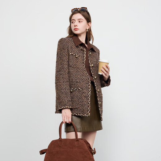 Sancai 2025 new winter PU leather skirt high-waisted skirt A-line skirt slimming short skirt small leather skirt versatile M Brown M 160/68A