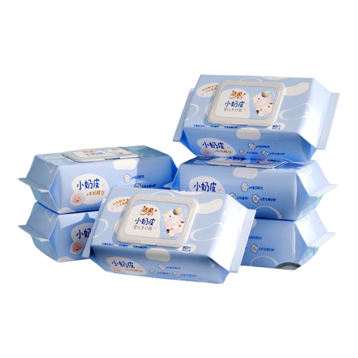 Jierou baby wipes skin-friendly small nipple 80 pumps * 6 pack of wet wipes for children's hands and mouth special cleaning household large bag