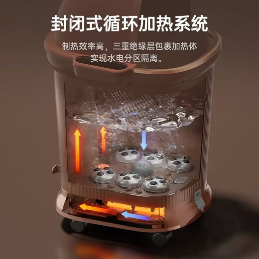 Royalstar foot bath over-the-knee foot bath heated automatic massage foot bath constant temperature fully automatic electric foot bath fumigation household deep bucket flush knee foot bath bucket as a gift for parents 75CM leak protection device leak protection plug + warm knee pads + medicine delivery package shower surfing calf + hidden handle + upgraded drain pipe