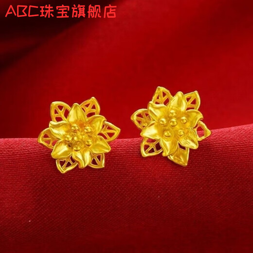 ABC Old Phoenix 999 gold-wrapped silver earrings for women gold earrings new style 2025 temperament ear jewelry as a gift 2 cm earrings