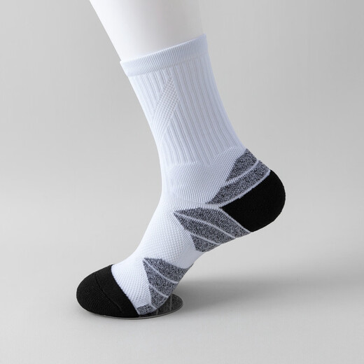 Tuoharu kontrastierende Farbe mittelschweren Socken, farbenfrohe Socken, personalisierte Sportstreifen, farbblockierende Doppelnadel-Mittelröhren-Marathon 16804 Blau und Lila 38-43