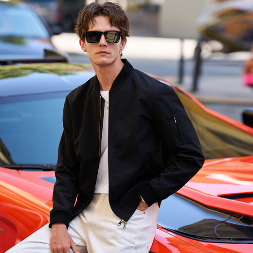 Mr.Bu modern style jacket men's 2025 autumn and winter new fashion baseball collar top KT16665 piano black L (175)